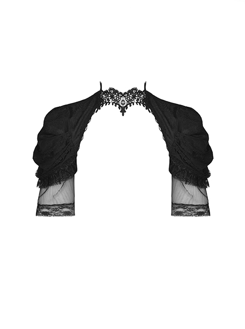 Black Gothic Elegant Lace Embroidered Short Sleeve Cape