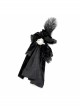 Black Gothic Feather Delicate Brooches Decorated Embossed Velvet Bow Tie