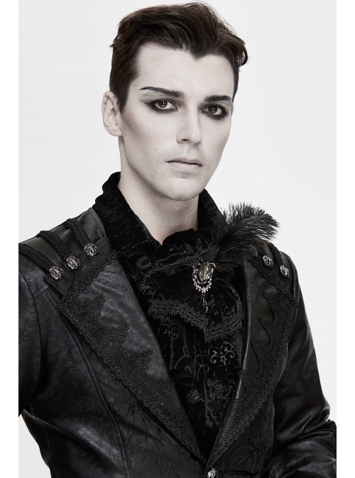Black Gothic Feather Delicate Brooches Decorated Embossed Velvet Bow Tie