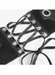 Black Adjustable Cyberpunk Bright Leather Mesh Zipper Drawstring Corset