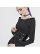 Black Adjustable Cyberpunk Bright Leather Mesh Zipper Drawstring Corset