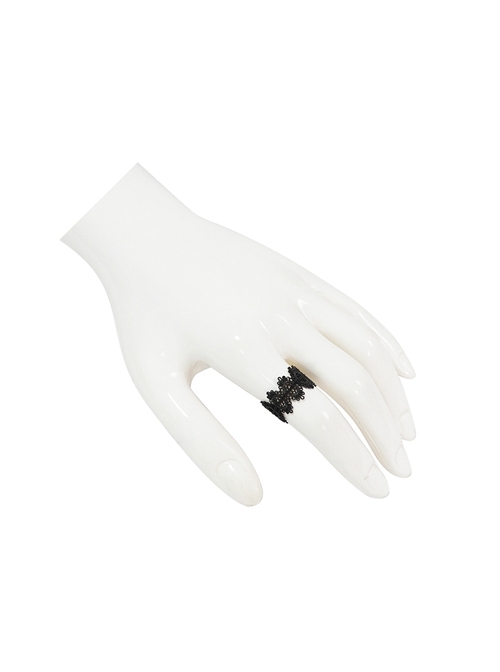 Black Adjustable Carved Gothic Decorative Pattern Alloy Ring