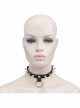 Black Punk Nailed Metal Decorated Adjustable Leather Chocker