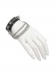 Adjustable Black Punk Different Thicknesses Chain Decorated Nailed Leather Bracelet