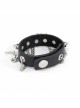 Adjustable Black Punk Different Thicknesses Chain Decorated Nailed Leather Bracelet