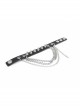 Adjustable Black Punk Different Thicknesses Chain Decorated Nailed Leather Bracelet