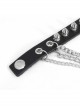 Adjustable Black Punk Different Thicknesses Chain Decorated Nailed Leather Bracelet