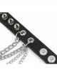 Adjustable Black Punk Different Thicknesses Chain Decorated Nailed Leather Bracelet