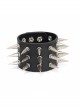Adjustable Black Punk Multi-Row Nailed Leather Bracelet