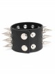 Adjustable Black Punk Multi-Row Nailed Leather Bracelet