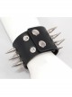 Adjustable Black Punk Multi-Row Nailed Leather Bracelet