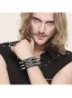 Adjustable Black Punk Multi-Row Nailed Leather Bracelet