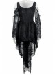 Black Off-Shoulder Button Row High Waisted Dovetail Lace Gothic Dress