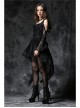 Black Off-Shoulder Button Row High Waisted Dovetail Lace Gothic Dress