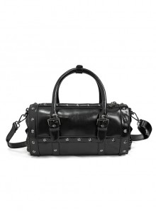 Black Steampunk Rivet Skeleton Synthetic Leather Handbag Shoulder Bags