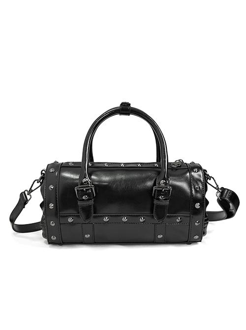 Black Steampunk Rivet Skeleton Synthetic Leather Handbag Shoulder Bags