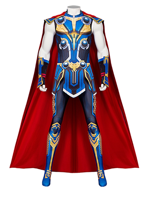 Thor Love And Thunder Thor Odinson Printing Style Battle Suit Halloween Cosplay Costume Bodysuit Set