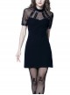 Black Corns Row Straps Chiffon Sexy Gothic Tee Dress