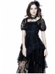 Black Lolita Puff Sleeves High Waisted Long Side Tail Lace Gothic Dress