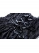 Black Lolita Puff Sleeves High Waisted Long Side Tail Lace Gothic Dress