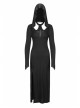 Black Hollow Cross Long Knitted Hooded Tight Gothic Dress