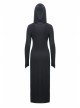 Black Hollow Cross Long Knitted Hooded Tight Gothic Dress