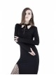 Black Hollow Cross Long Knitted Hooded Tight Gothic Dress