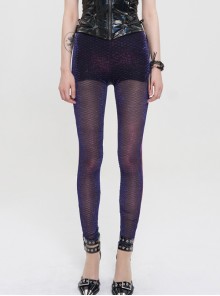Color Changing Mesh Splicing Wavy Mesh Surface Sexy Punk Leggings