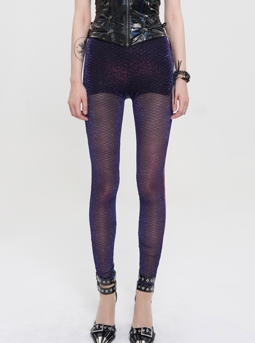 Color Changing Mesh Splicing Wavy Mesh Surface Sexy Punk Leggings