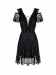 Black Off-Shoulder Bandage V-Neck Lace Gothic Dress