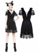 Black Off-Shoulder Bandage V-Neck Lace Gothic Dress