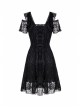 Black Off-Shoulder Bandage V-Neck Lace Gothic Dress