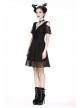 Black Off-Shoulder Bandage V-Neck Lace Gothic Dress