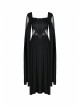 Black Star Hollow Lace Square Collar Long Knitted Gothic Dress