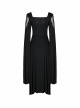 Black Star Hollow Lace Square Collar Long Knitted Gothic Dress