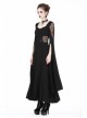 Black Star Hollow Lace Square Collar Long Knitted Gothic Dress