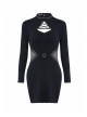 Black lace-up Neckline Hollow Waist Bodycon Punk Dress