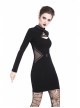 Black lace-up Neckline Hollow Waist Bodycon Punk Dress