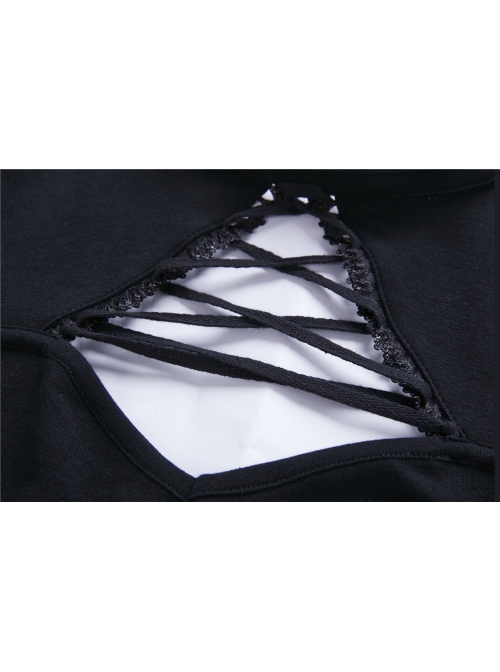 Black lace-up Neckline Hollow Waist Bodycon Punk Dress