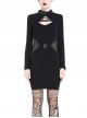 Black lace-up Neckline Hollow Waist Bodycon Punk Dress