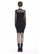 Black Mesh Rivet Slit Tight Midi Punk Dress