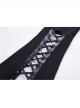 Black Lace-Up V-Neck Long Sleeves High Waisted Hooded Gothic Dress