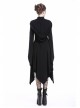 Black Lace-Up V-Neck Long Sleeves High Waisted Hooded Gothic Dress
