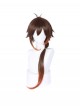Game Genshin Impact Morax Zhongli Halloween Cosplay Black Gradient Orange Ponytail Short Wigs