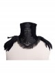 Black Gothic Feather Decorated Lace Velveteen Collar