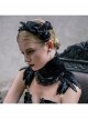Black Gothic Feather Decorated Lace Velveteen Collar