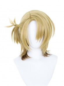 Nijisanji EN Vtuber Luxiem Luca Kaneshiro Halloween Cosplay Male Medium Length Golden Gradient Brown Short Wigs