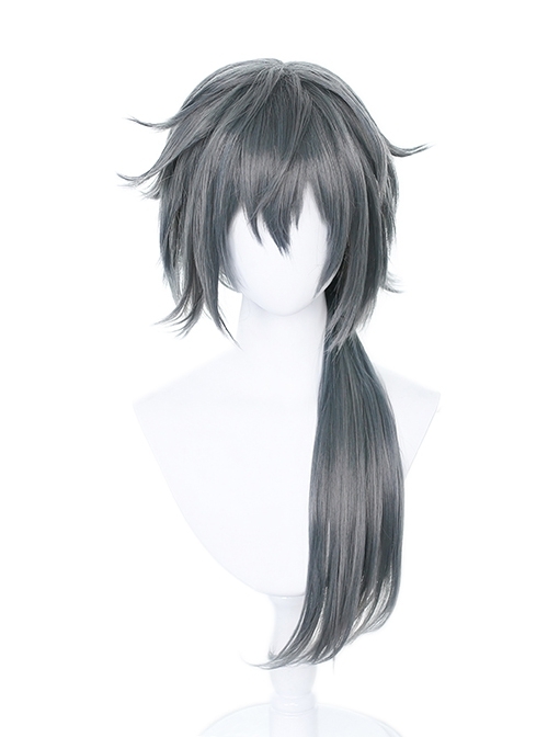 Ensemble Stars 2 Shiina Niki Halloween Cosplay M Bangs Dark Gray Ponytail Short Upturned Wigs