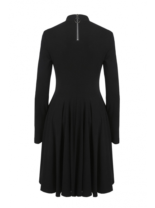 Black Hollow Spiderweb Pattern High Waisted Long Sleeves Punk Dress