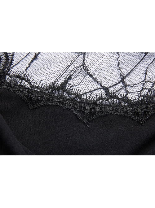 Black Hollow Spiderweb Pattern High Waisted Long Sleeves Punk Dress